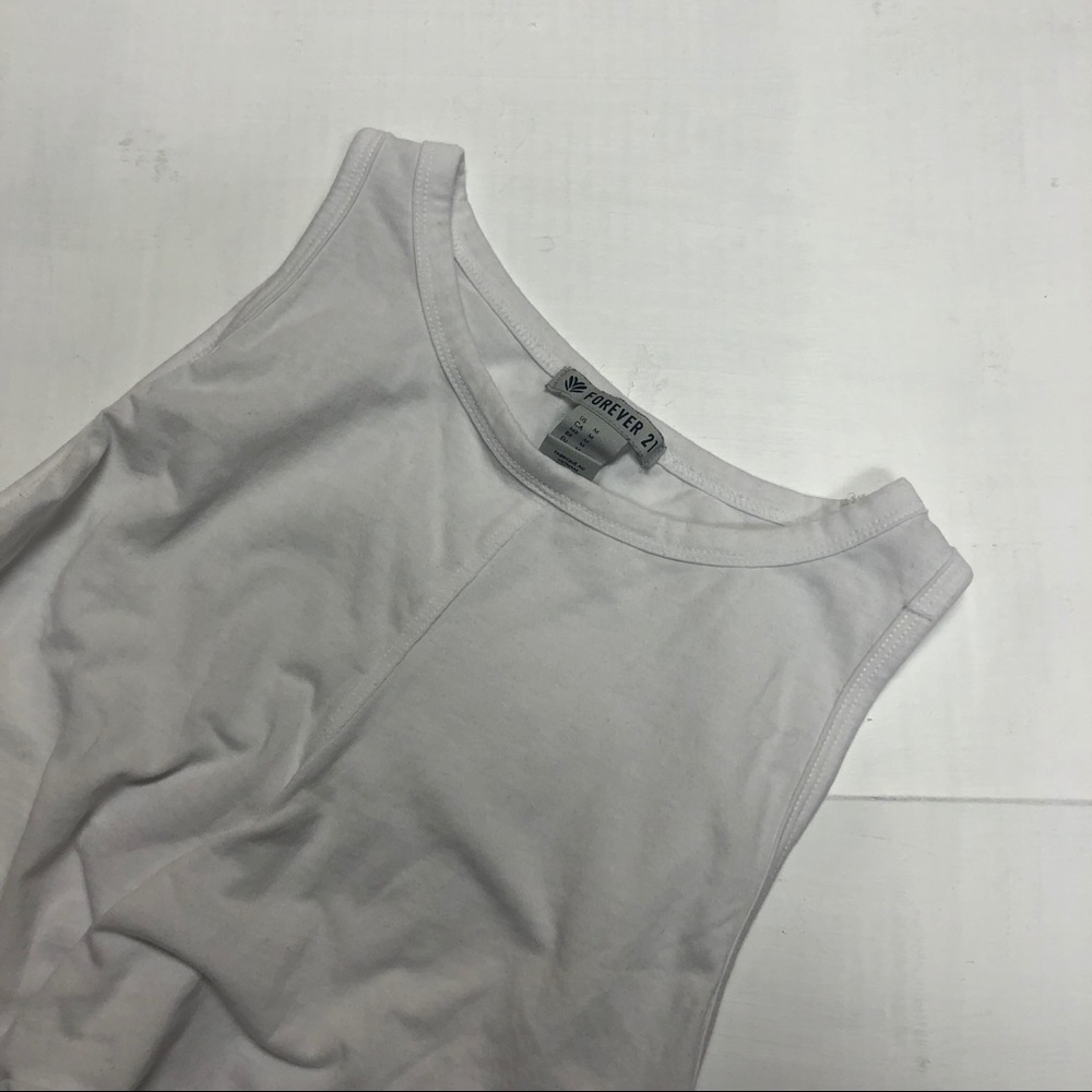 Forever 21 White Crop Front Cross Tank